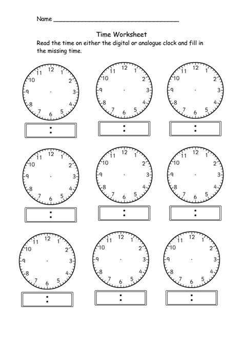 Printable Blank Clock Worksheets Pdf