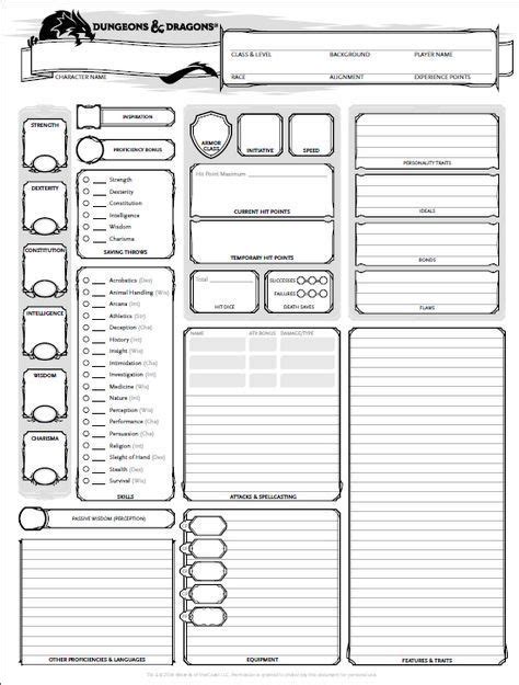 Printable Blank D&d Character Sheet