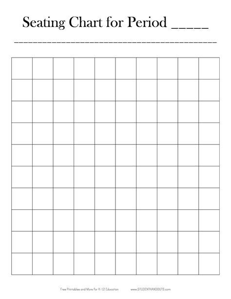 Printable Blank Seating Chart Template