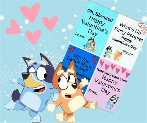 Printable Bluey Valentines Cards