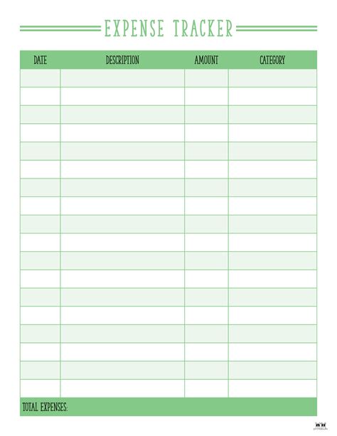 Printable Business Expense Tracker