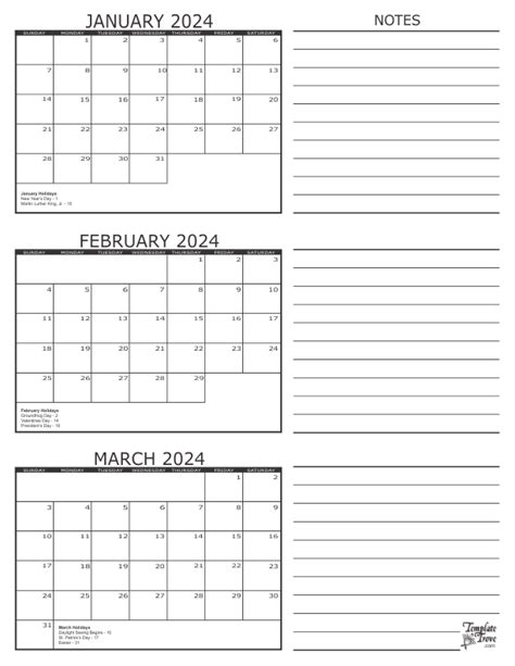 Printable Calendar 2024 3 Months Per Page