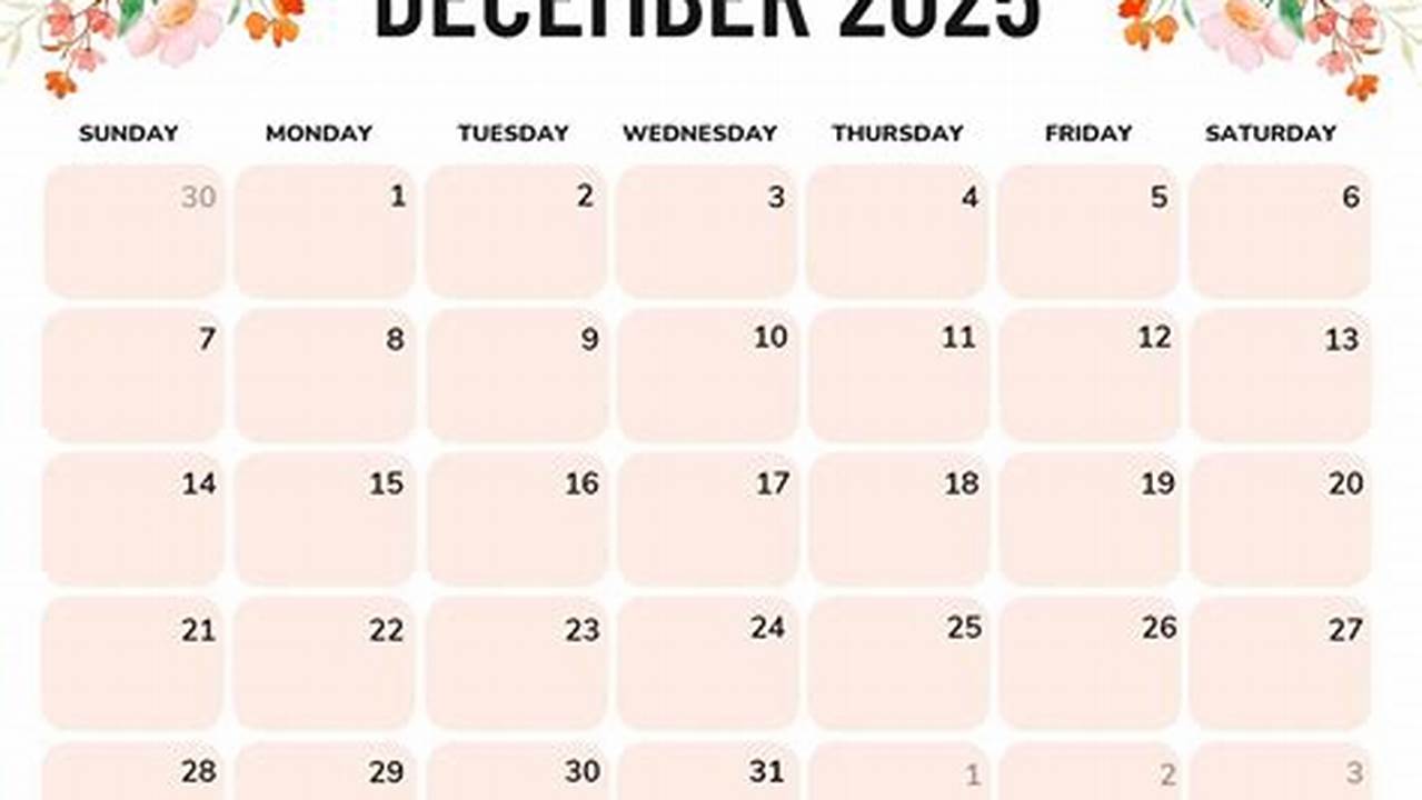 Printable Calendar 2025 December Cutest