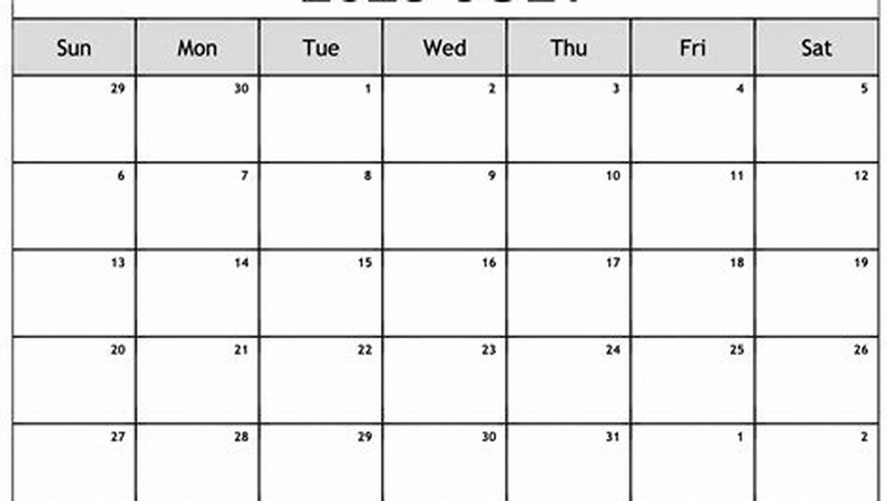 Printable Calendar For July 2025