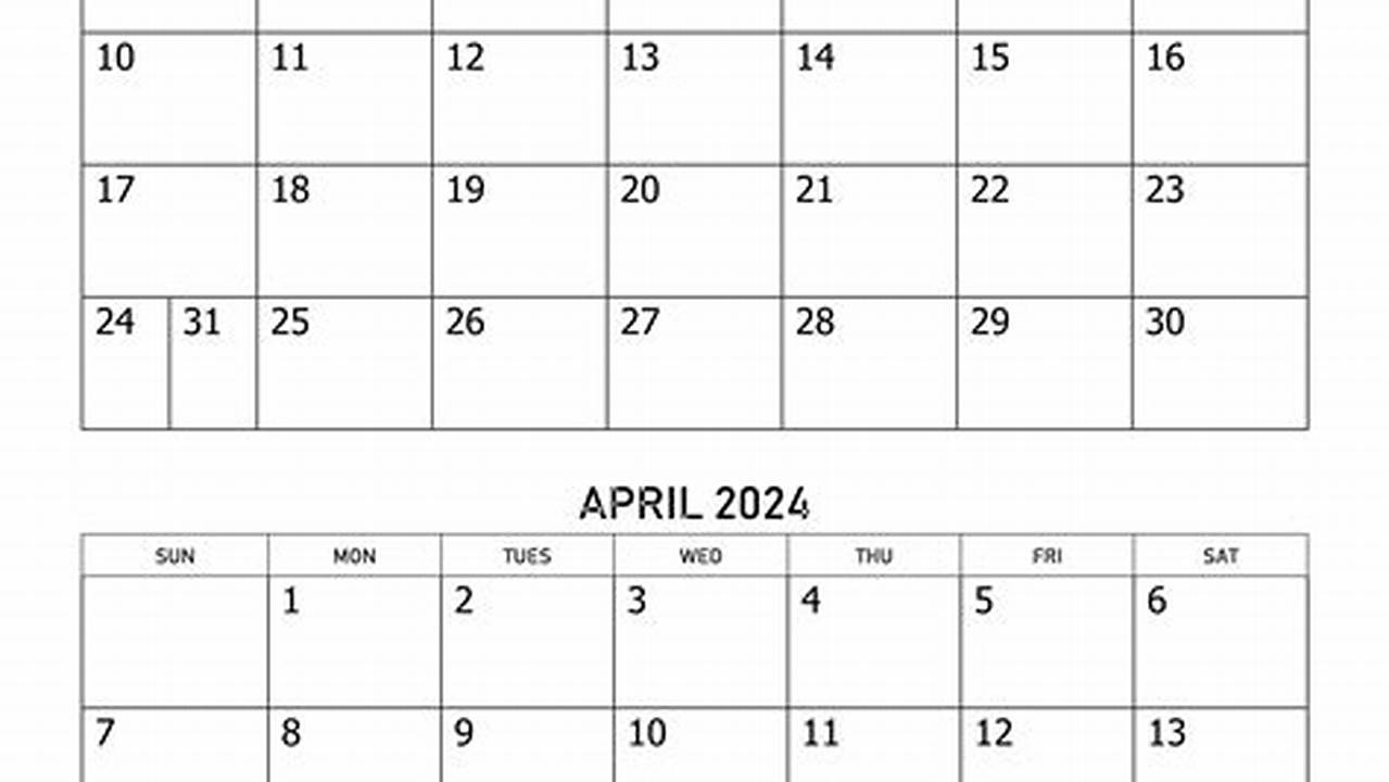 Printable Calendar For March And April 2024