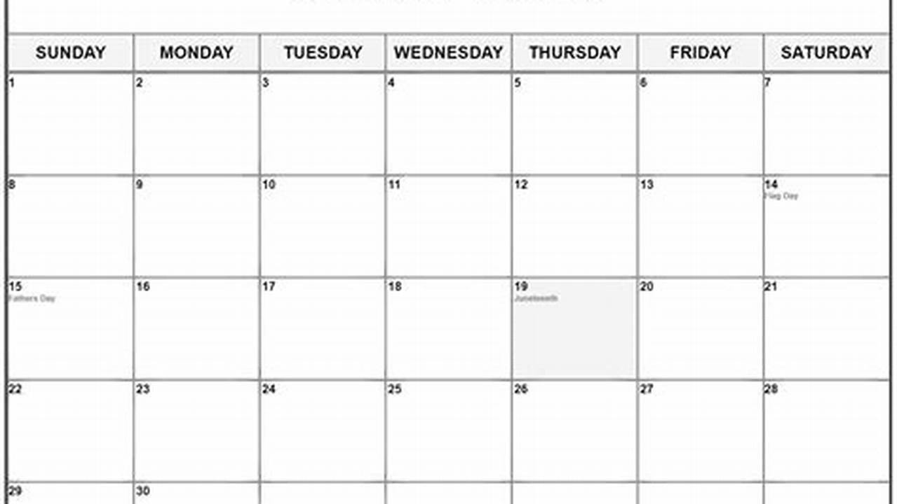 Printable Calendar Pages June 2025