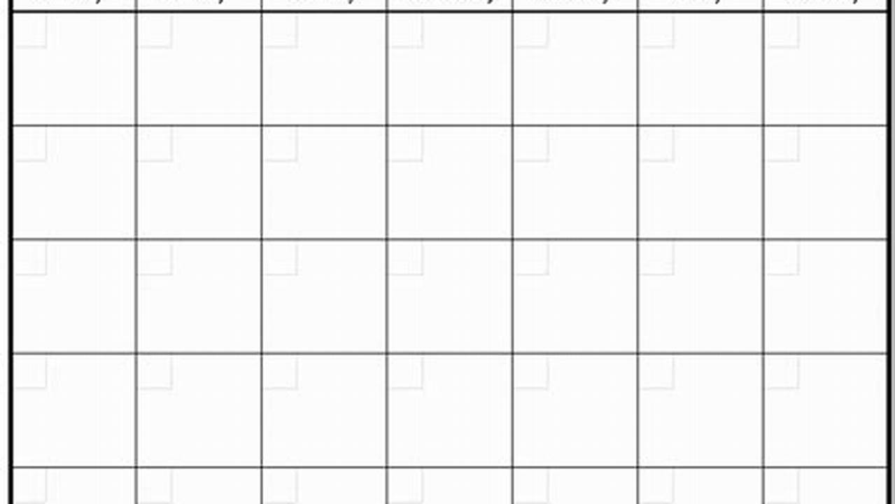 Printable Calendar With Large Blocks