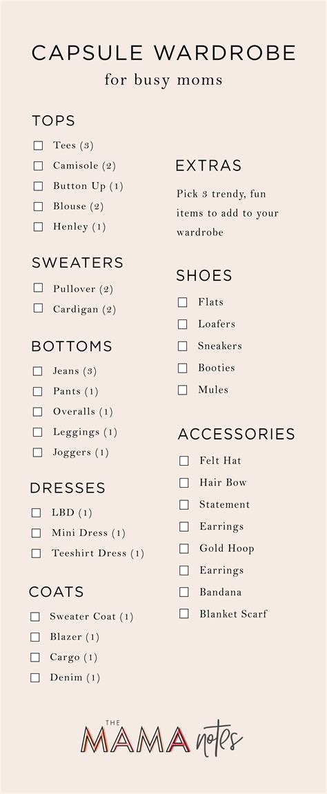 Printable Capsule Wardrobe Checklist