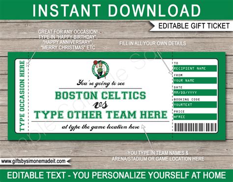 Printable Celtics Tickets