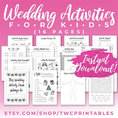 Printable Childrens Wedding Activity Pack Ideas
