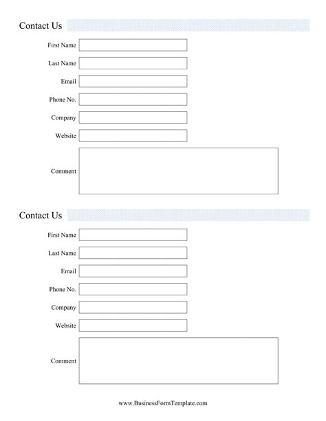 Printable Contact Form Template