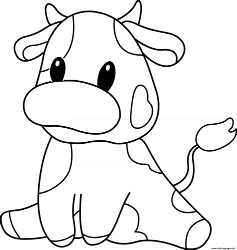 Printable Cute Cow Coloring Pages