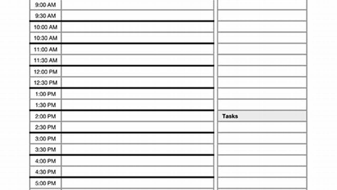 Printable Daily Calendar Template