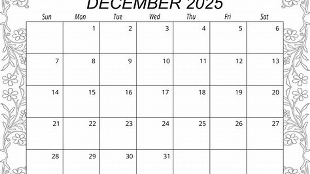 Printable December 2025 Calendar Pages 2025