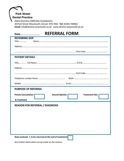 Printable Dental Referral Forms