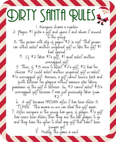 Printable Dirty Santa Rules