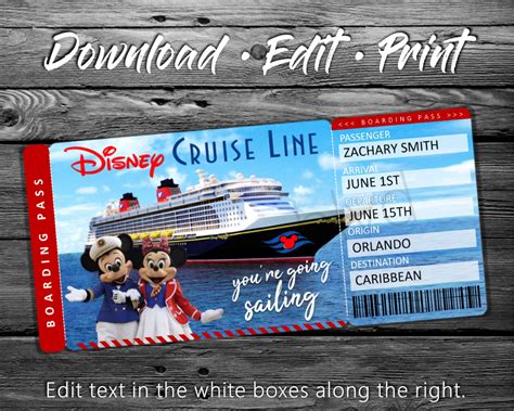Printable Disney Cruise Ticket