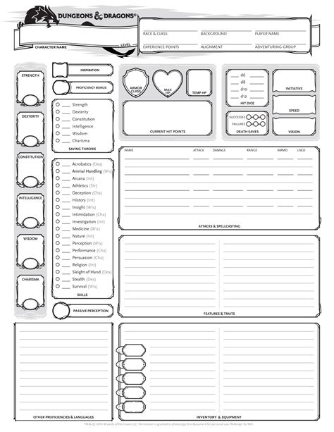 Printable Dnd Character Sheet