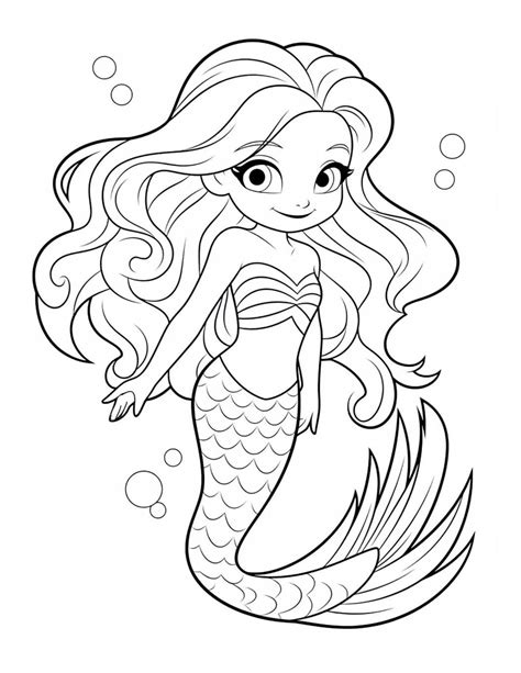 Printable Easy Mermaid Coloring Pages