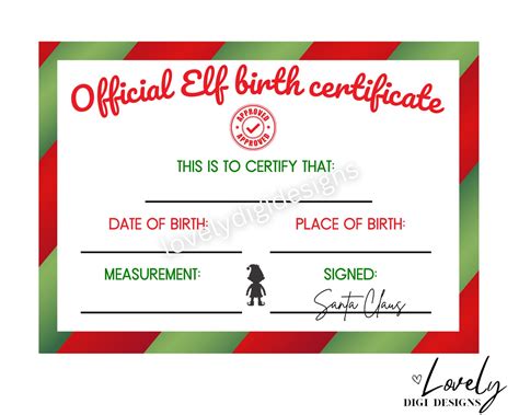 Printable Elf Birth Certificate
