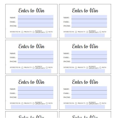 Printable Enter To Win Template Word
