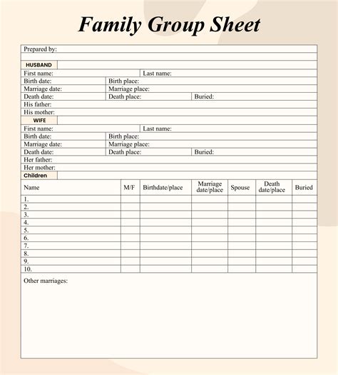 Printable Family Group Sheets