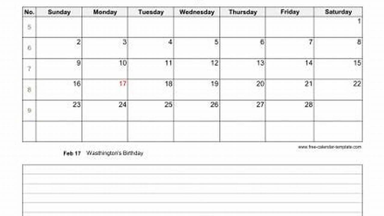Printable February 2025 Calendar With Notes