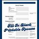 Printable Fillable Resume Template