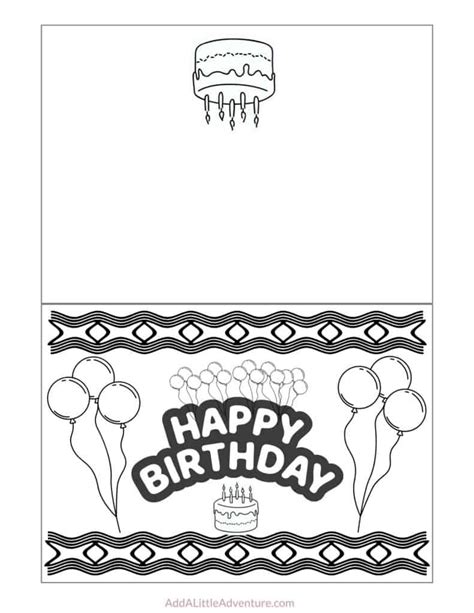 Printable Foldable Happy Birthday Coloring Card