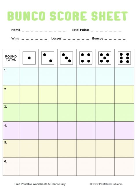 Printable Free Bunco Score Sheets