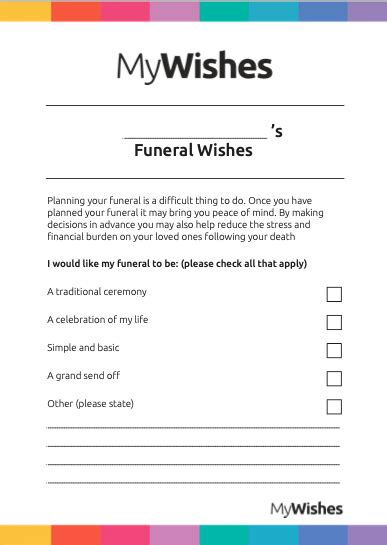 Printable Funeral Wishes Template