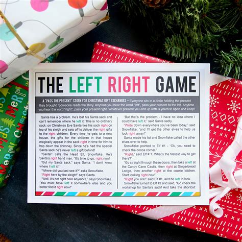 Printable Funny Left Right Gift Exchange Stories