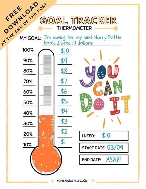 Printable Goal Tracker Thermometer