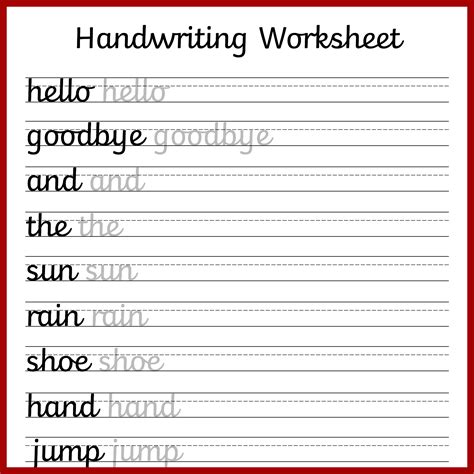 Printable Handwriting Practice Year 6