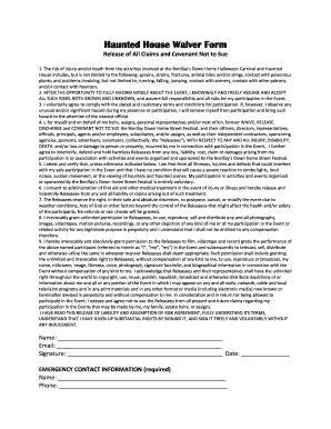 Printable Haunted House Waiver