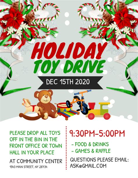 Printable Holiday Toy Drive Flyer Template Free