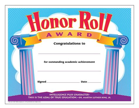 Printable Honor Roll Certificates