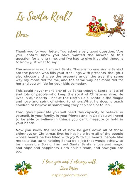 Printable Letter Explaining Santa Isn't Real