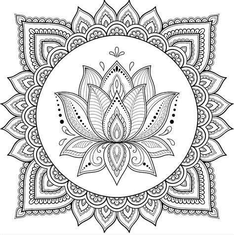 Printable Lotus Flower Mandala Coloring Pages