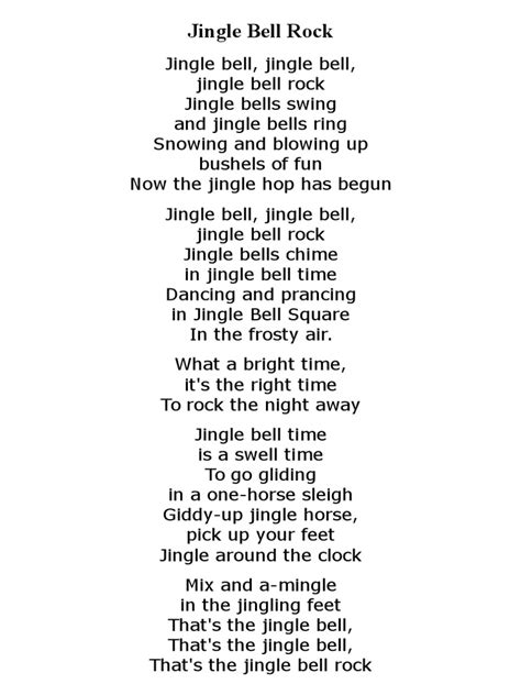 Printable Lyrics For Jingle Bell Rock