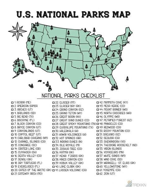 Printable Map Of National Parks