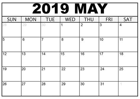 Printable May Schedule