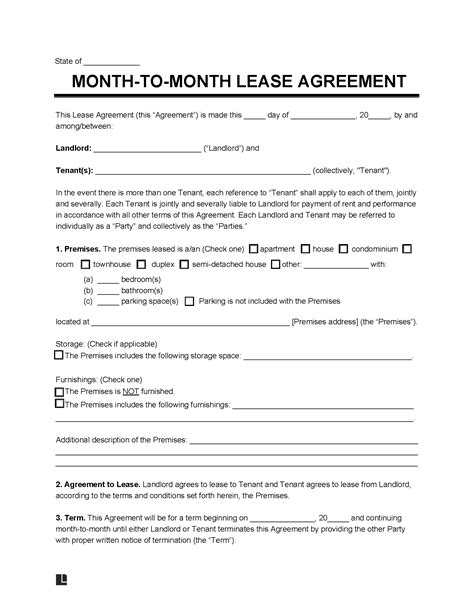 Printable Month To Month Lease