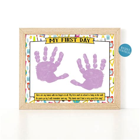 Printable My First Day Handprint Template Free