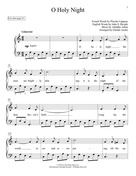 Printable O Holy Night Piano Sheet Music
