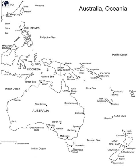 Printable Oceania Map