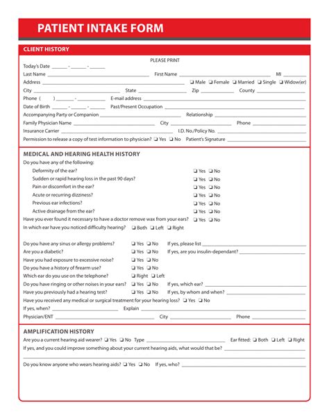 Printable Patient Intake Form