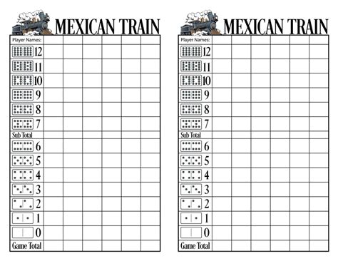 Printable Pdf Mexican Train Score Sheet