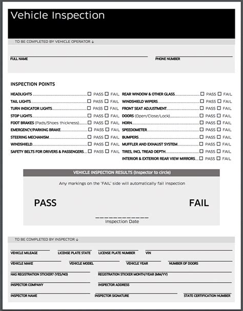 Printable Pdf Uber Inspection Form