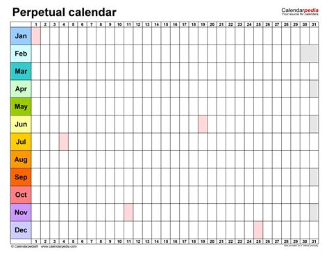 Printable Perpetual Calendar